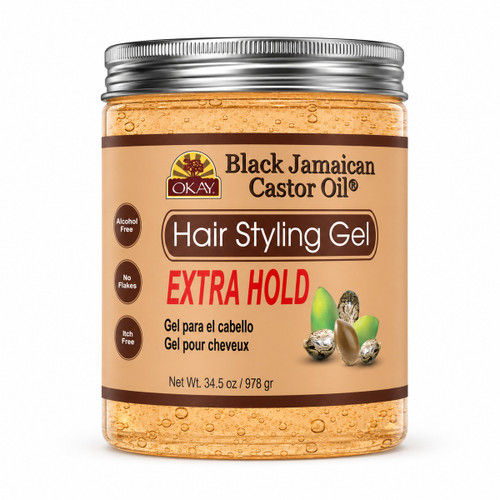 OKAY Extra Hold Black Castor Oil Hair Styling Gel - 34.5 oz / 978 gr