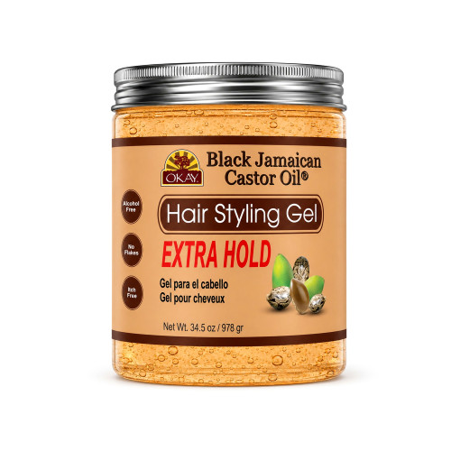 OKAY Extra Hold Black Castor Oil Hair Styling Gel - 34.5 oz / 978 gr