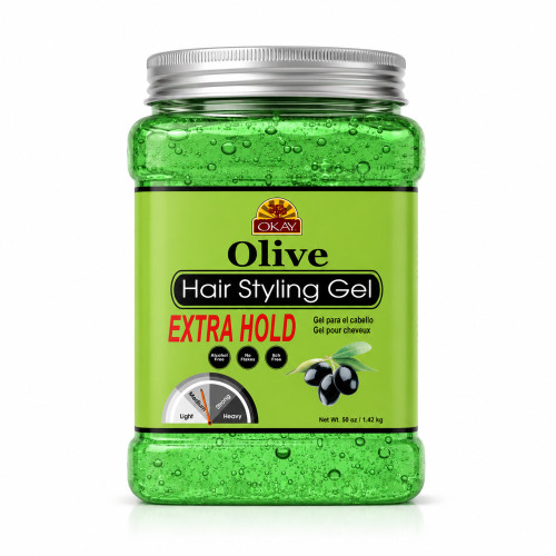 OKAY Extra Hold Olive Hair Styling Gel - 50 oz / 1.42 kg
