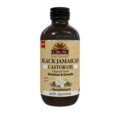 OKAY Pure Naturals BLACK CASTOR OIL ORIGINAL DARK with JASMINE 4oz / 118ml