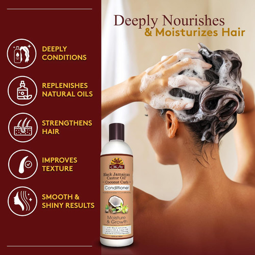 OKAY Black Jamaican Castor Oil & Coconut Curls Conditioner - 12 oz / 355 ml