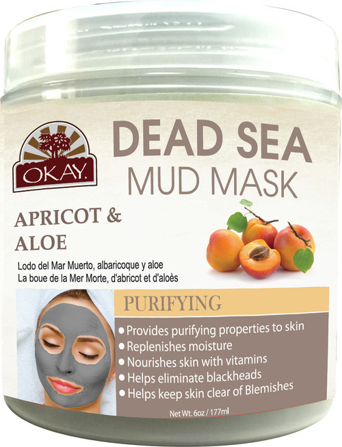 OKAY Pure Naturals DEAD SEA MUD MASK with APRICOT & ALOE 6.oz / 177ml