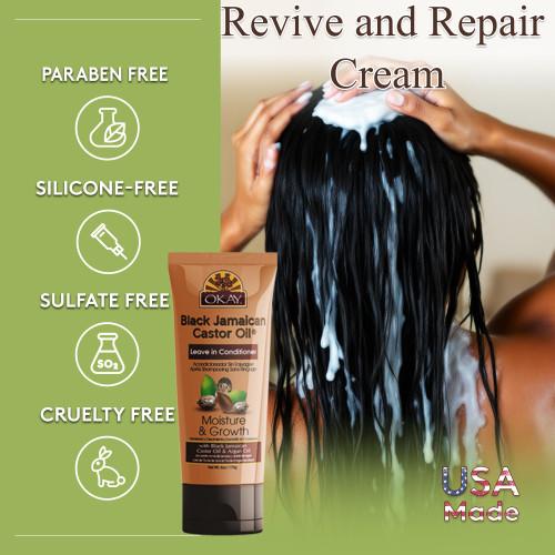 OKAY Black Jamaican Castor Oil Leave In Conditioner - 6 oz / 177 ml