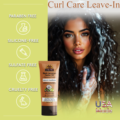 OKAY Black Jamaican Castor Oil & Coconut Curls Leave in Conditioner - 6 oz / 177 ml