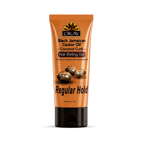 OKAY Regular Hold Black Jamaican Castor Oil Hair Styling Gel - 6 oz / 177 ml