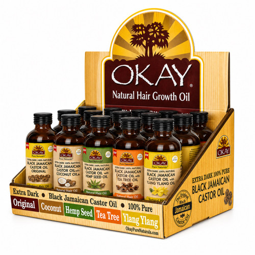 OKAY Pure Naturals Xtra Dark Black Jamaican Castor Oil Display