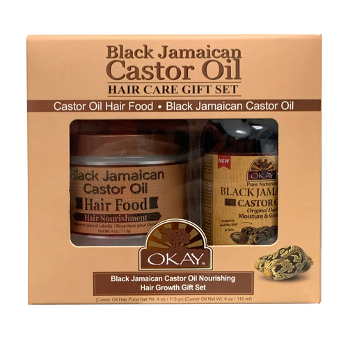 OKAY Pure Naturals BLACK JAMAICAN CASTOR OIL + HAIR FOOD HAIR CARE GIFT SET 2PK