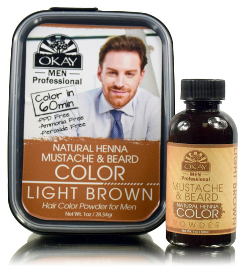 OKAY-Natural Henna Mustache & Beard Color Light Brown 1oz / 28.34gr.