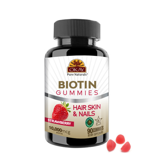 OKAY Gummies Biotin 90 Count Strawberry Flavor