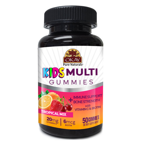 OKAY Gummies Kid's Multi 50 Count Tropical Mix Flavor