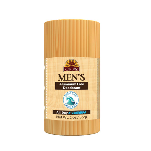 OKAY Pure Naturals MEN'S DEODORANT WOOD  NATURAL SOLID Stick 3oz / 85gr