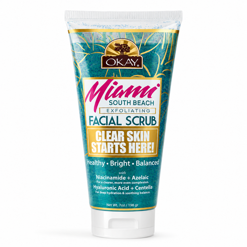OKAY Miami South Beach Face Scrub-Exfoliating + Natural Guava & Papaya, - 7 oz / 198 gr