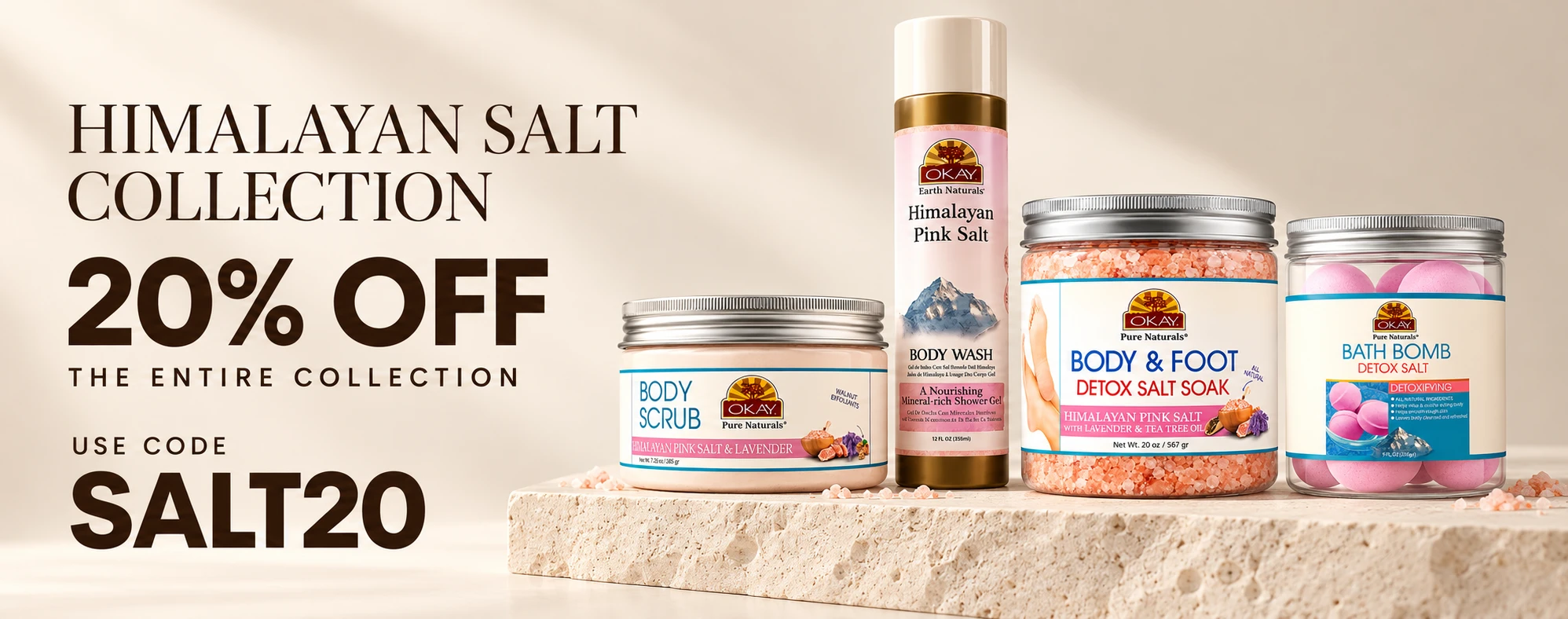 20% off the entire Himalayan Body Care collection. Use code SALT20.