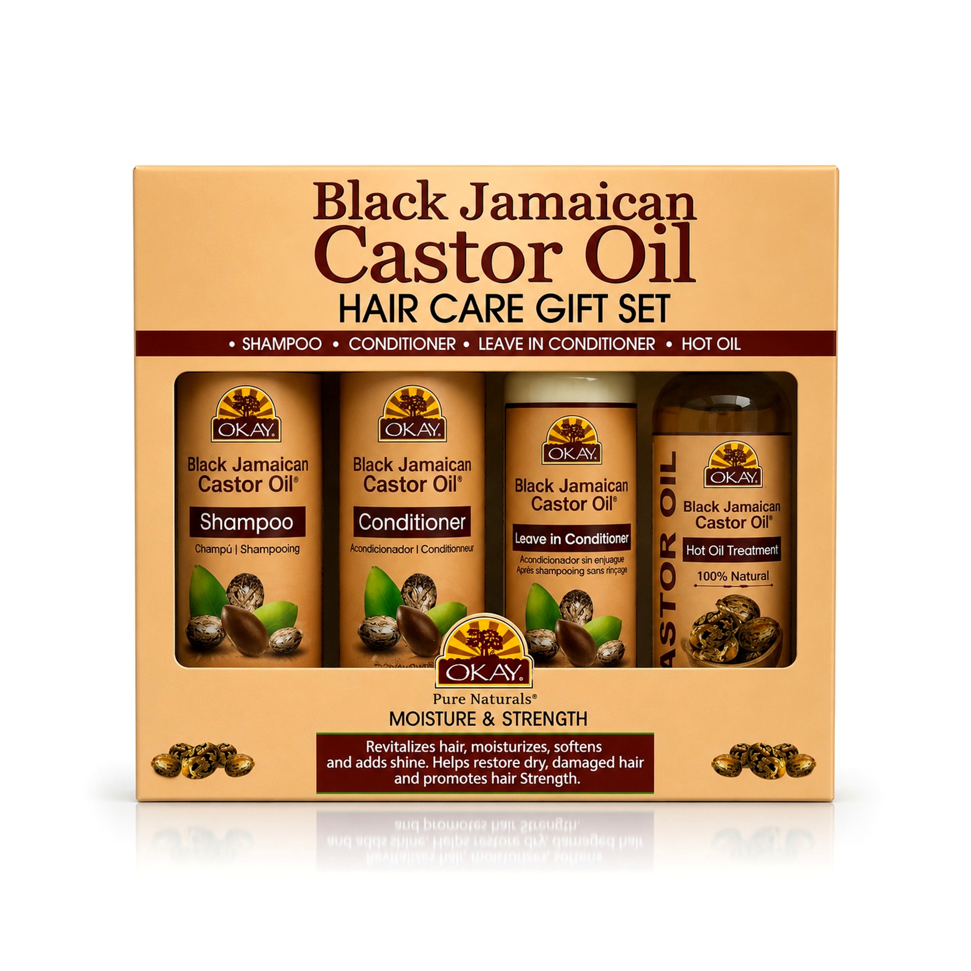 OKAY 4 Pc Black Jamaican Castor Oil Hair Care Gift Set - 38 oz
