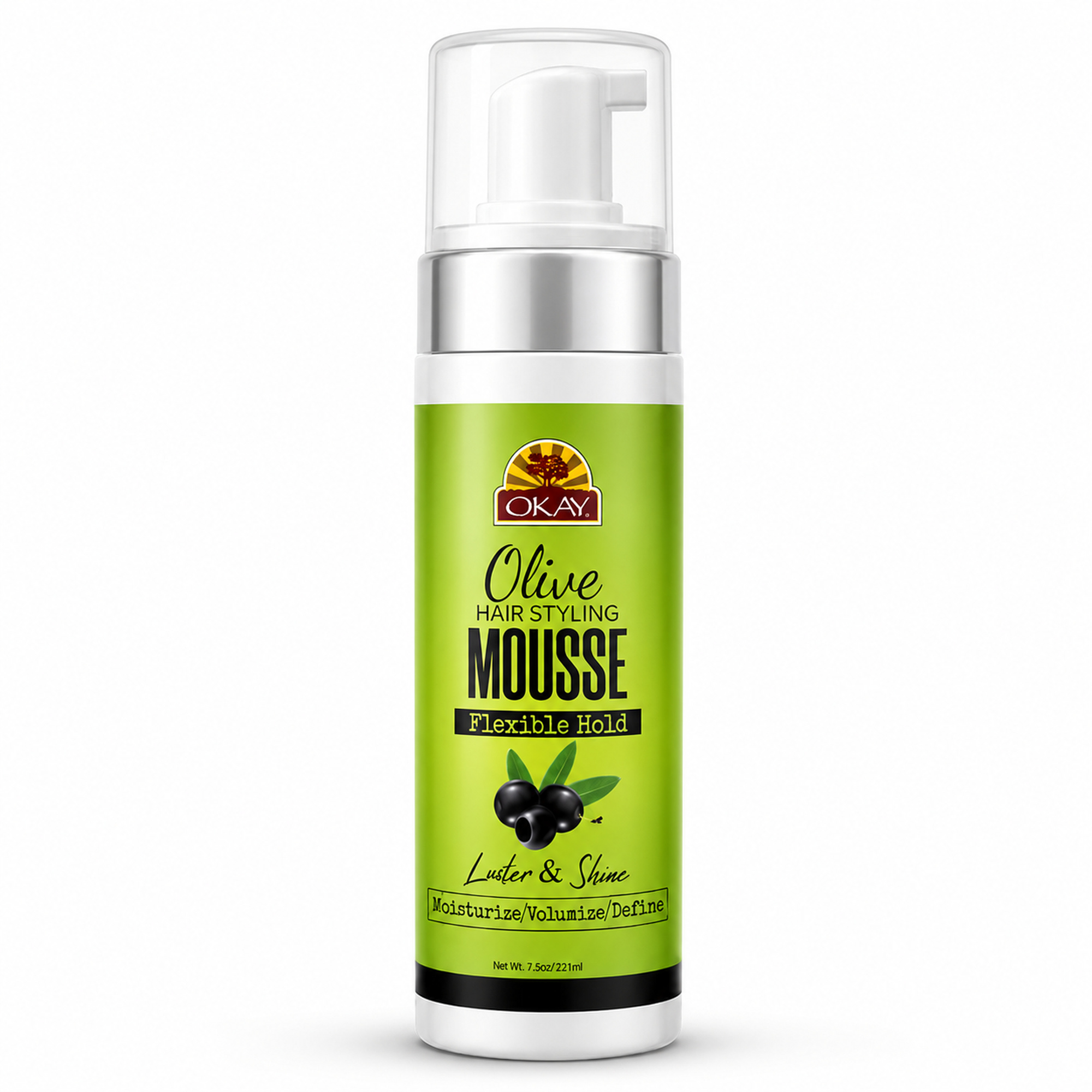 OKAY Olive Hair Styling Mousse - 8 oz / 222 ml - OkayPureNaturals.com