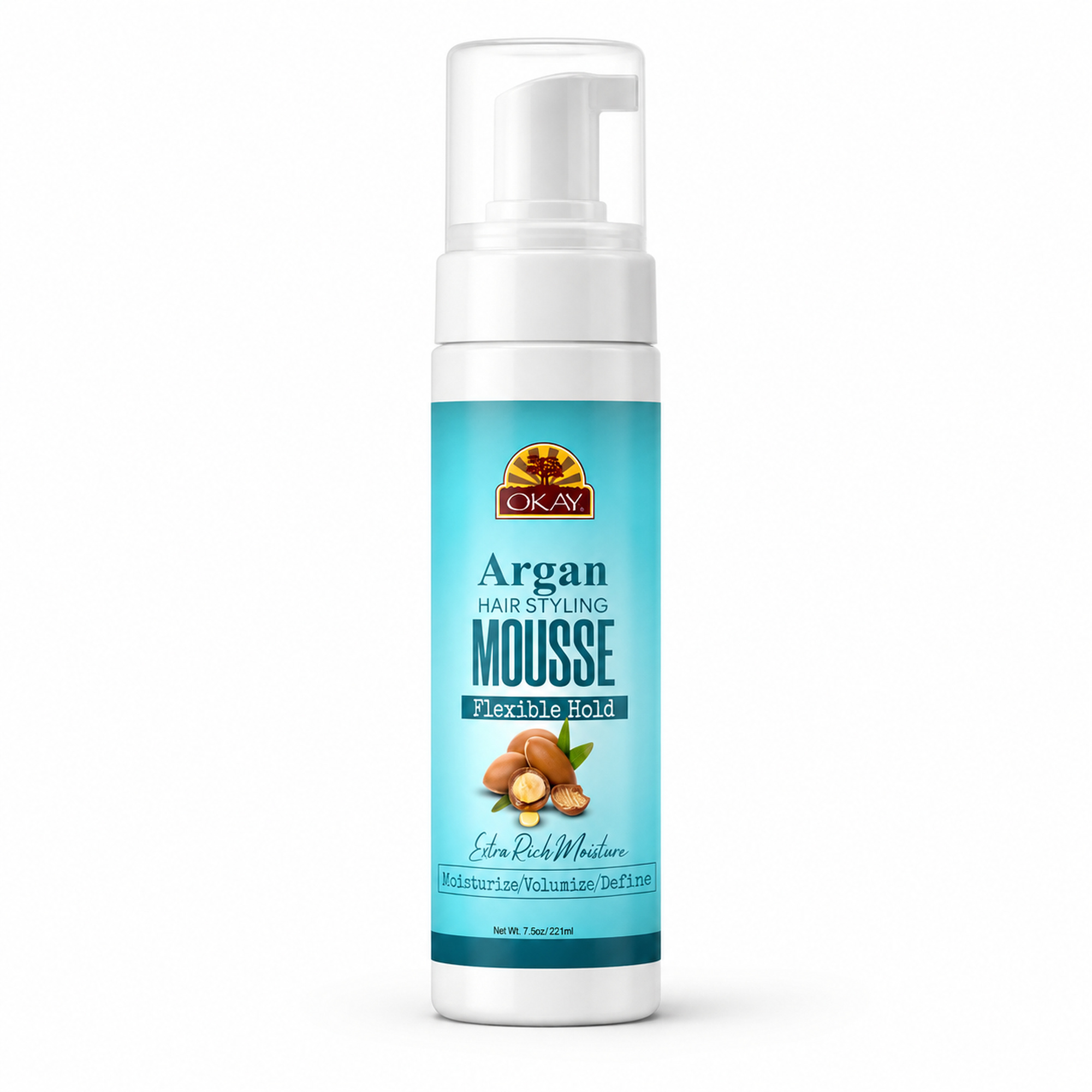 OKAY Argan Hair Styling Mousse - 8 oz / 222 ml - OkayPureNaturals.com