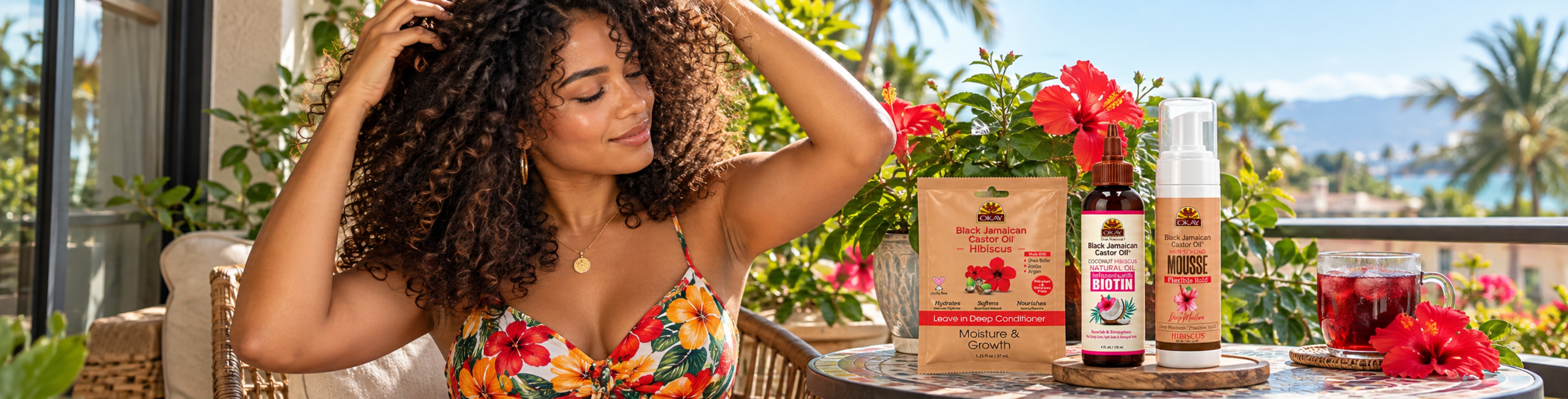 Black Jamaican Castor Oil Hibiscus Hair Care - OKAY Pure Naturals