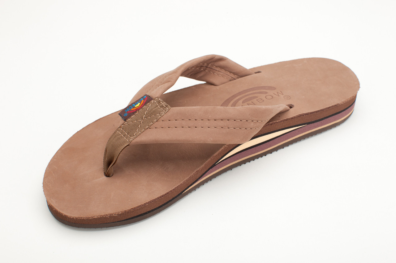 Rainbow Sandals Ladies Premier Leather Double Layer Dark Brown