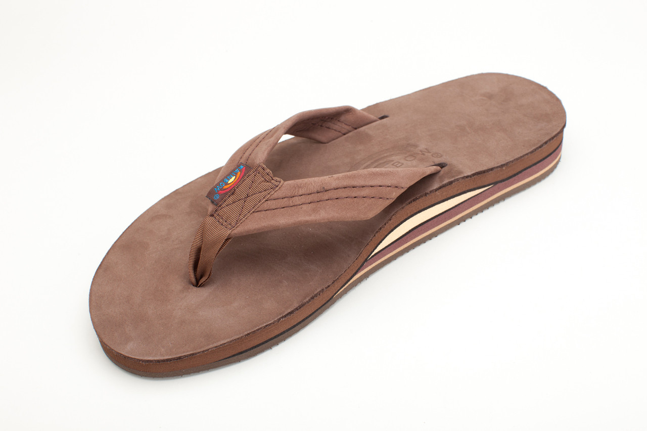 Rainbow Premier Leather 301 Infradito Uomo In Pelle Nabuk - Marrone Scuro, Taglia 9.5-10.5 USA
