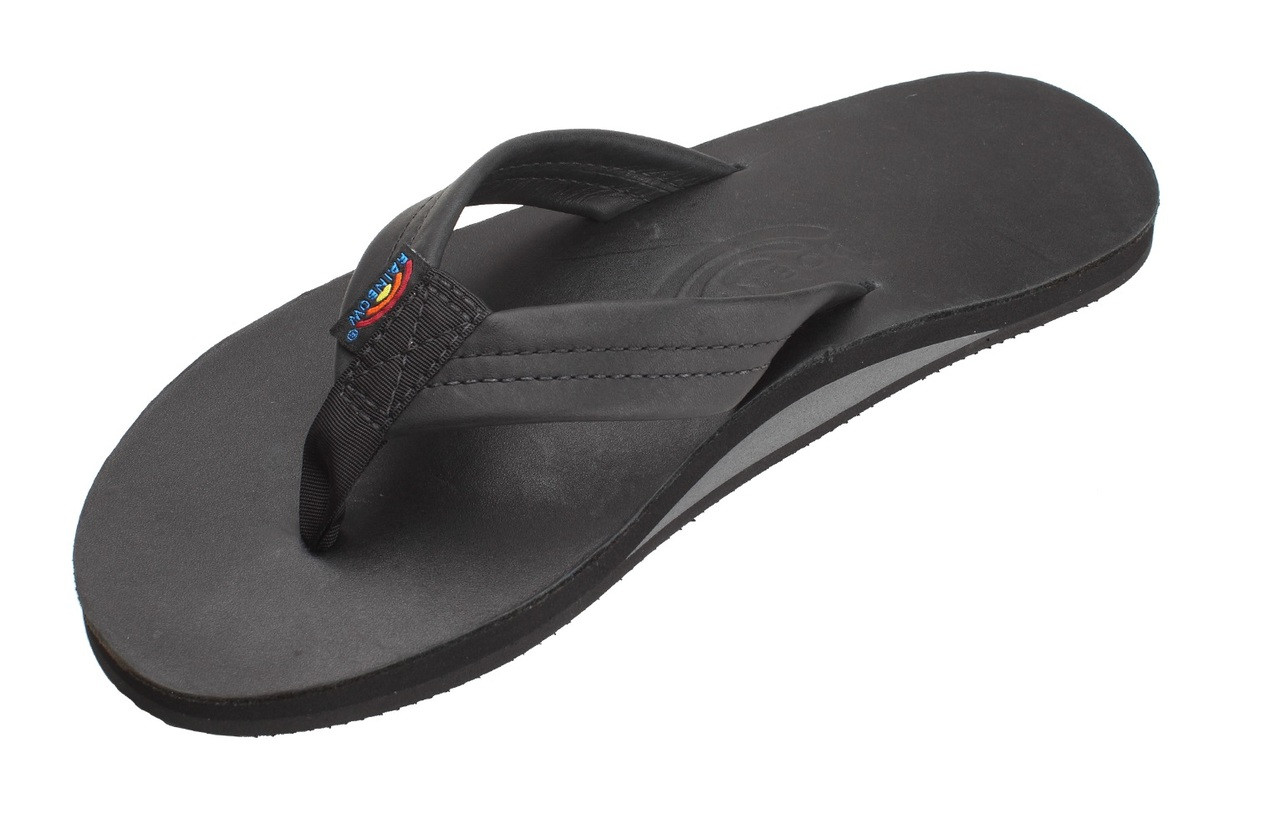 black leather rainbow sandals