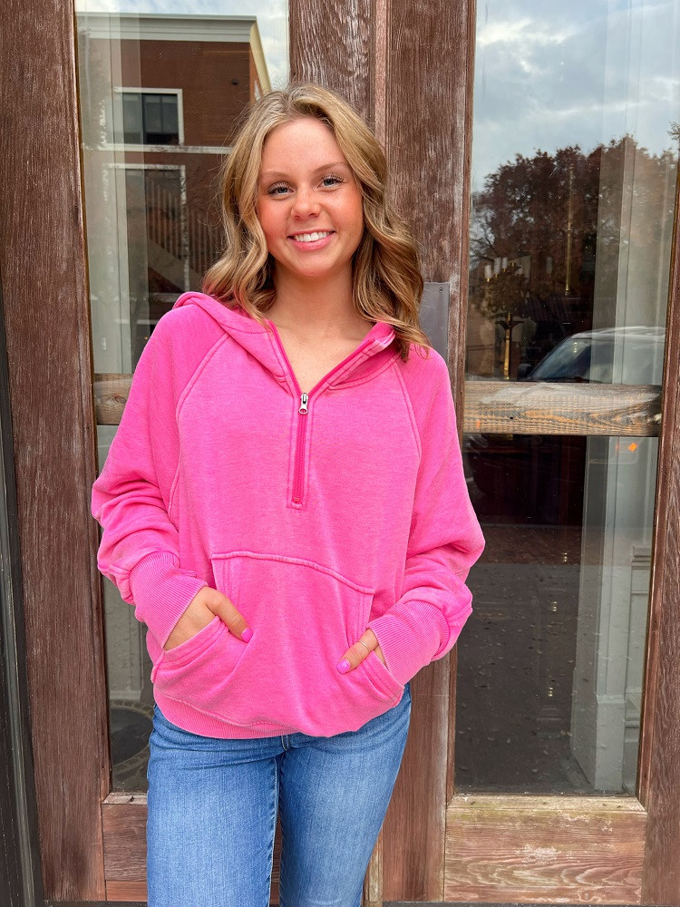 KAT MCRAE DIVE HALF ZIP SWEATSHIRT RASPBERRY Pee Dee Outfitters