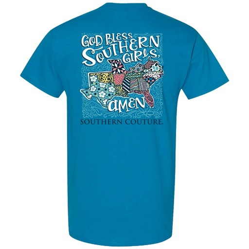 SOUTHERN COUTURE GOD BLESS SOUTHERN GIRL TSHIRT SAPPHIRE