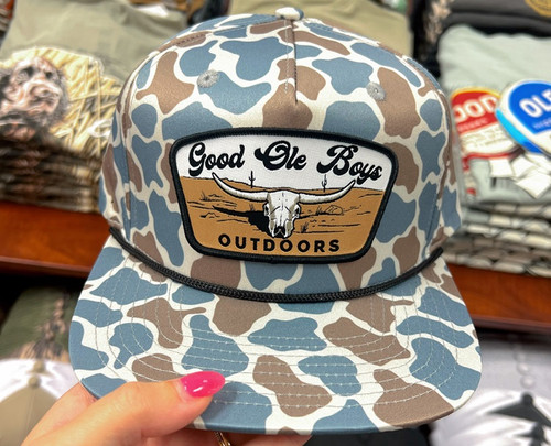 GOOD OLE BOYS OUTDOORS PERF BULL SKULL ROPE HAT OLD SCHOOL BLUE CAMO PGOB011J