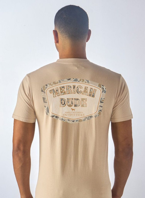 SIMPLY SOUTHERN 'M DUDE CAMO LOGO T-SHIRT KHAKI