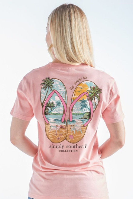 SIMPLY SOUTHERN SANDAL T-SHIRT PEACH