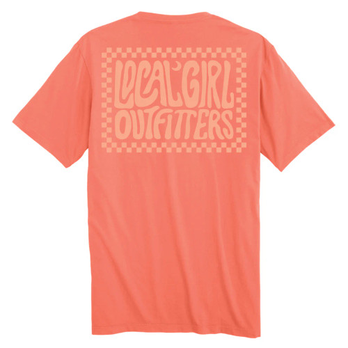 LOCAL GIRL OUTFITTERS CHECKERED CHARM T-SHIRT BRIGHT SALMON
