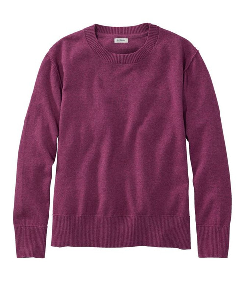 L.L. BEAN WOMEN COTTON/CASHMERE SWEATER MUTED PLUM HEATHER