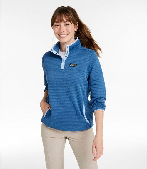 L.L. BEAN WOMEN AIRLIGHT KNIT PULLOVER LT OCEAN HEATHER