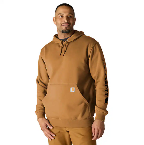CARHARTT MW LOGO SLEEVE HOODIE BROWN