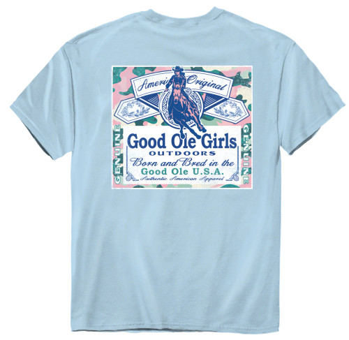 GOOD OLE GIRLS OUTDOORS COWGIRL LABEL CAMO T-SHRT
