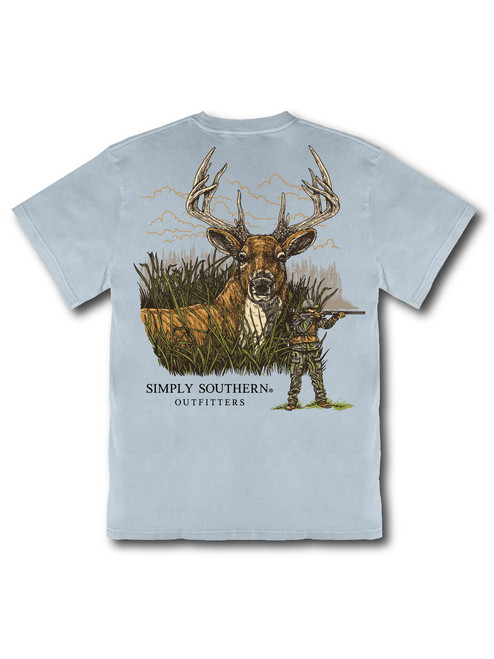 SIMPLY SOUTHERN MEN'S MINERAL WASHED DEER T-SHIRT ASHEN