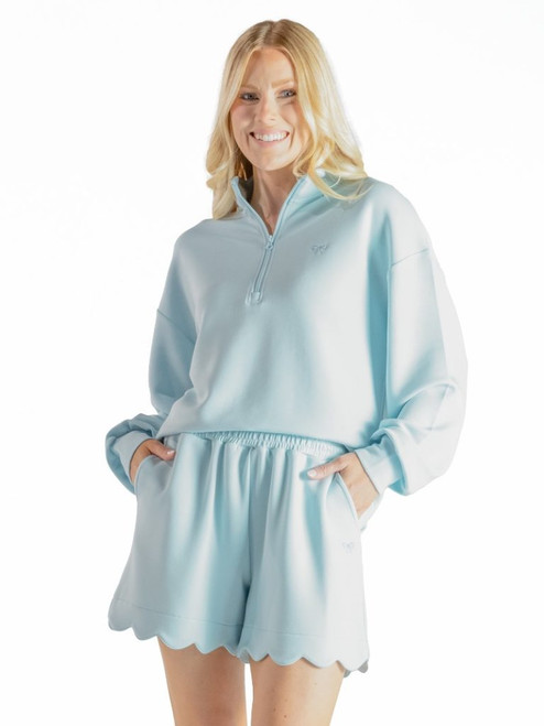 SIMPLY SOUTHERN SCALLOPED LOUNGE SHORTS ROBIN'S EGG