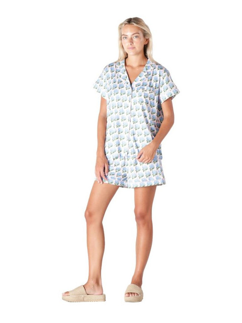 SIMPLY SOUTHERN BUTTON PAJAMA SET HYDRANGEA STRIPE