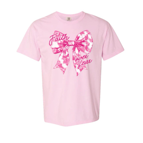 SOUTHERN FRIED COTTON CAMO BOW FRONT PRINT T-SHIRT BLOSSOM