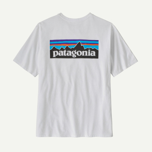 PATAGONIA MENS WHITE P-6 LOGO RESPONSIBILI-TEE