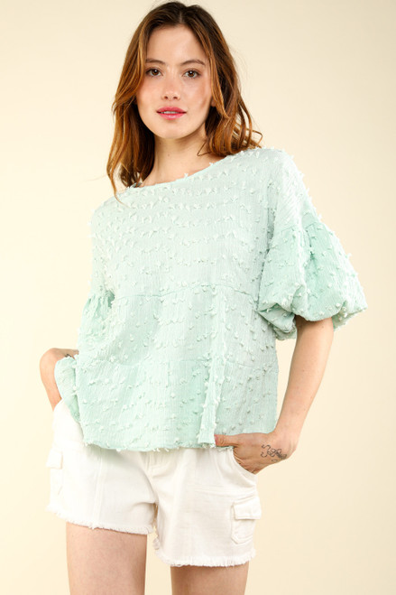 VERY J POM POM BABYDOLL TOP MINT