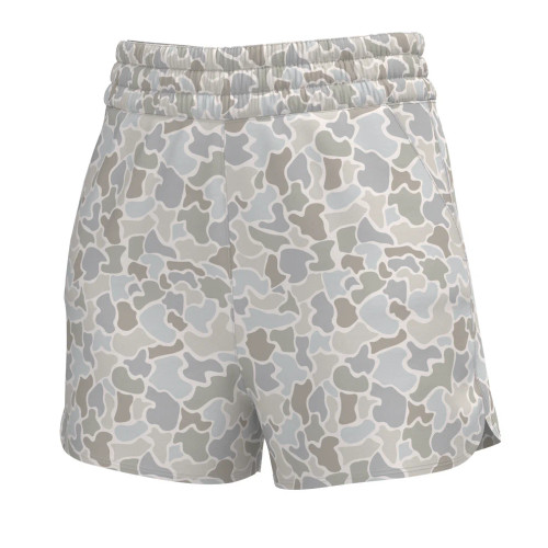 LOCAL GIRL FOREST CAMO SALTWATER HIGH-WAISTED VOLLEY SHORT