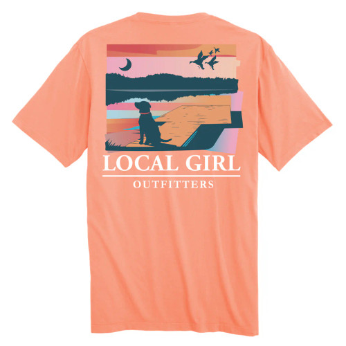 LOCAL GIRL CANTALOUPE LAB ON DOCK T-SHIRT