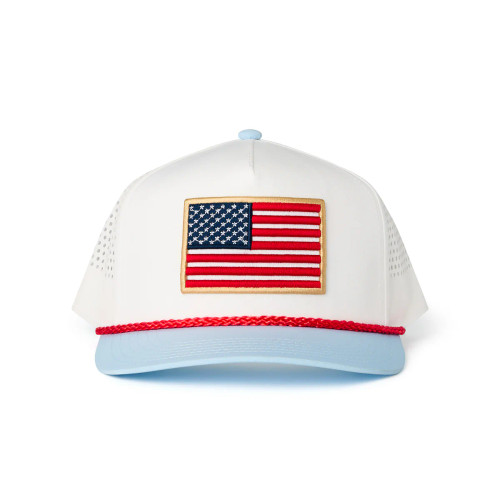 BURLEBO OLD GLORY PERF HAT WHT/RED/LTB