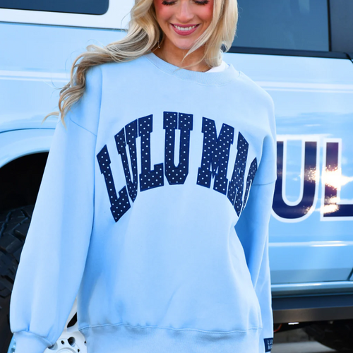 LULU MAC POLKA DOT SWEATSHIRT LIGHT BLUE/NAVY