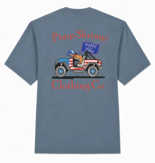 PIMP SHRIMP CLOTHING SLATE OFF ROAD AMERICAN T-SHIRT