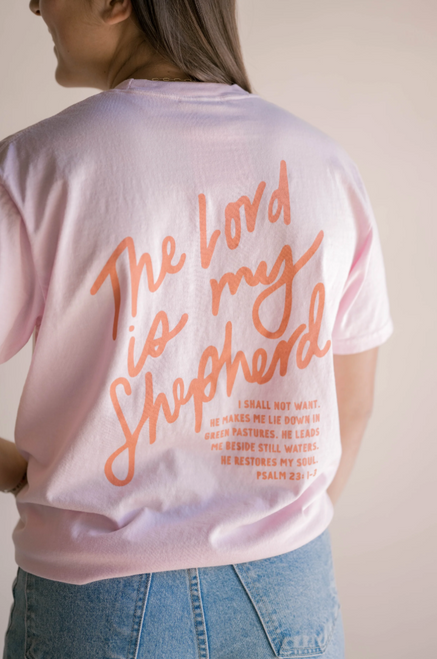 DEAR HEART LORD IS MY SHEPHERD PKT TEE LIGHT PINK