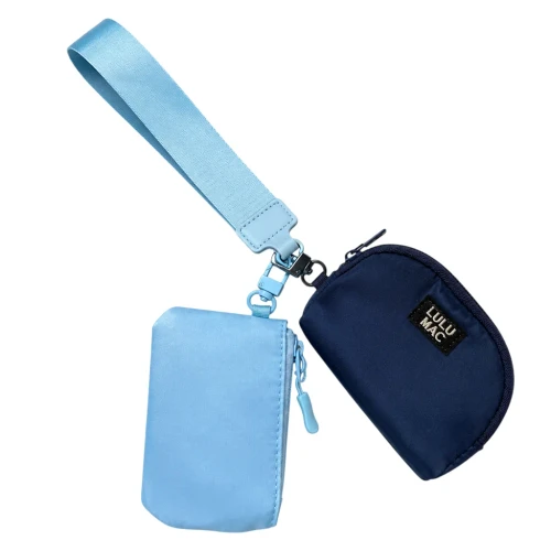 LULU MAC DUAL POUCH WRISTLET NAVY/LIGHT BLUE POUCH
