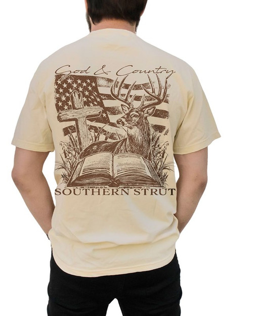 SOUTHERN STRUT RED,WHITE & BUCK T-SHIRT IVORY