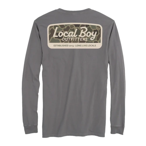 LOCAL BOY YOUTH BRUSH CAMO MARK LS TSHIRT GRAY