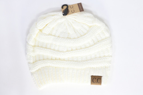 C.C BEANIES SOLID RIBBED BEANIE HAT20A IVORY